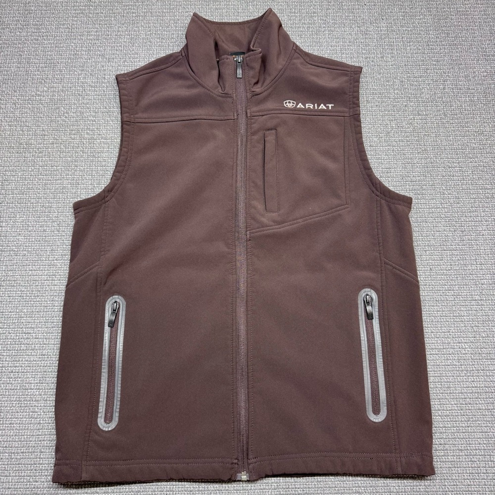 Ariat Mens Softshell Fleece Lined Full Zip Vest Brown Medium 9591